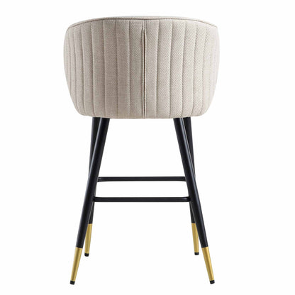 Langham Set of 2 Oatmeal Woven Fabric Upholstered Carver Counter Stools