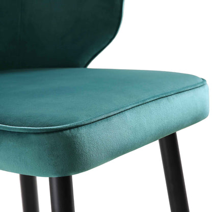 Langham Set of 2 Teal Velvet Upholstered Carver Counter Stools