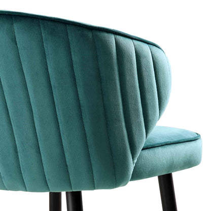 Langham Set of 2 Teal Velvet Upholstered Carver Counter Stools