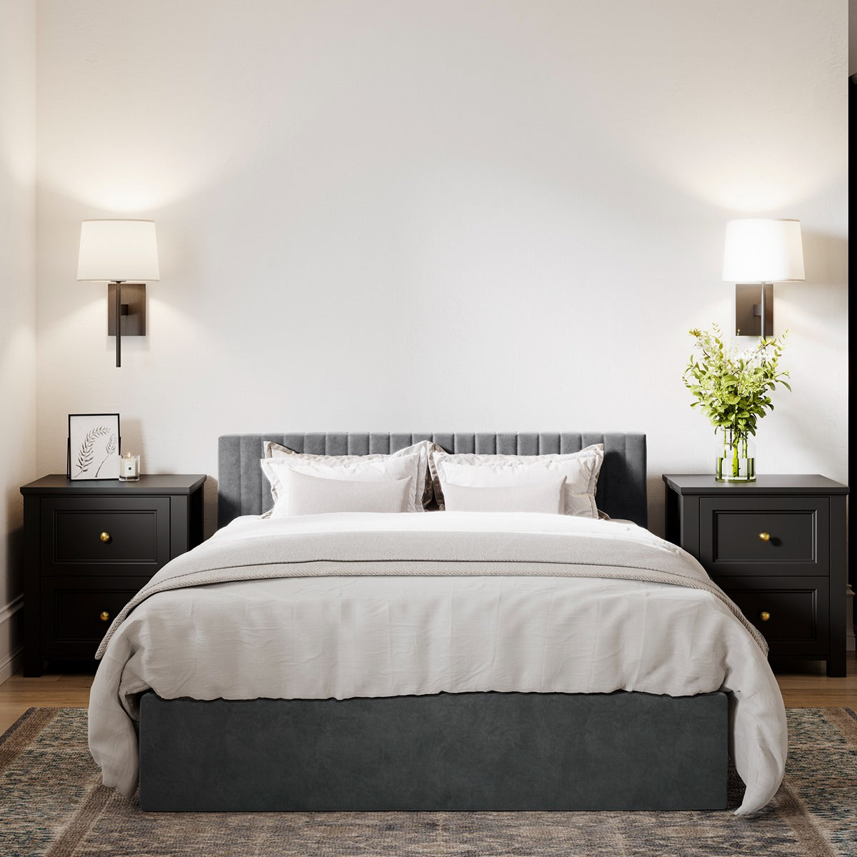 Emden Double Ottoman Bed - Silver