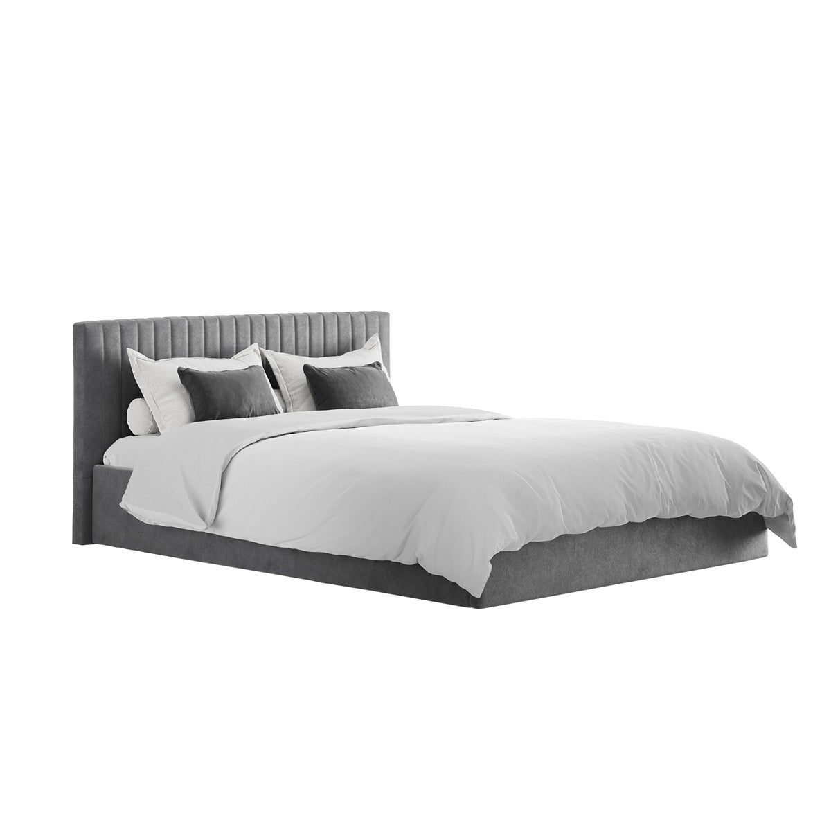 Emden Kingsize Ottoman Bed - Silver