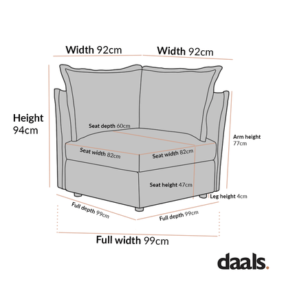 Byron Pillow Edge Beige Fabric Modular Sofa, 1-Seater Corner