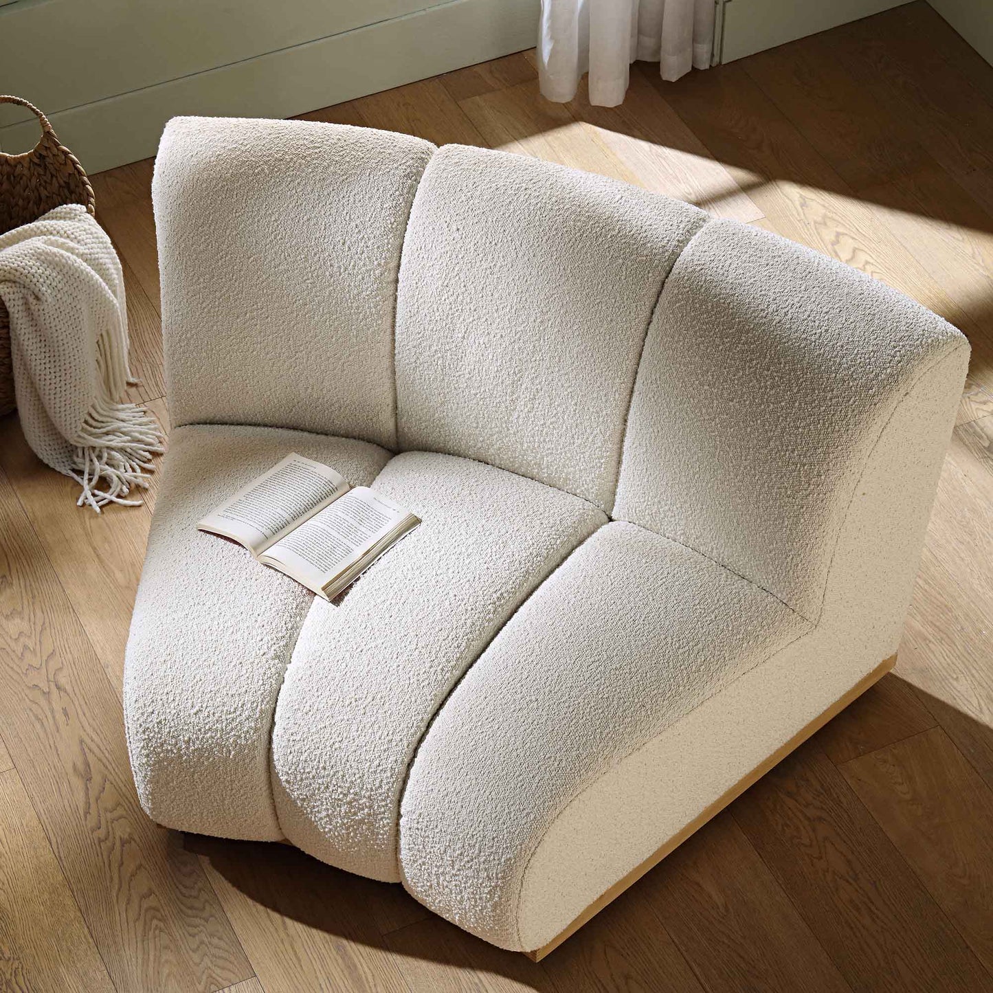 Granvia Ecru Boucle Modular Sofa, 1-Seater Curved Sofa