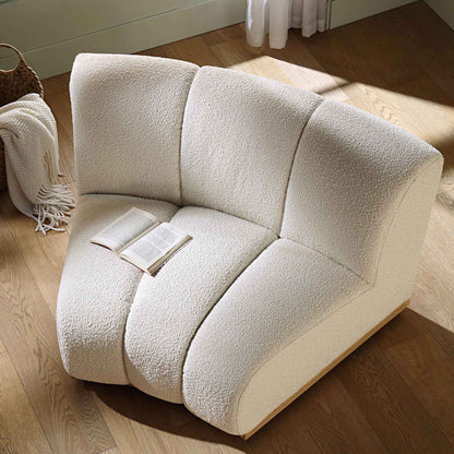 Granvia Ecru Boucle Modular Sofa, 1-Seater Curved Sofa