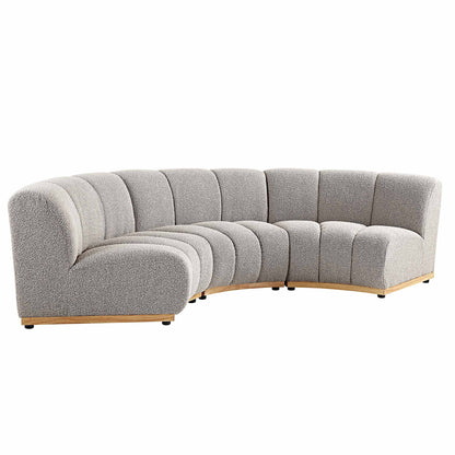 Granvia Taupe Boucle Modular Sofa, 3-Seater Curved Sofa