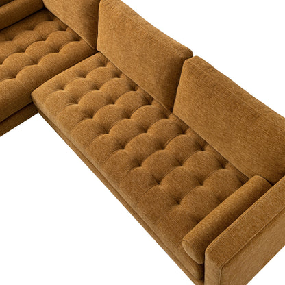 Henrietta Spiced Honey Chenille Grand 4-Seater Chaise End Sofa, Left Hand Facing