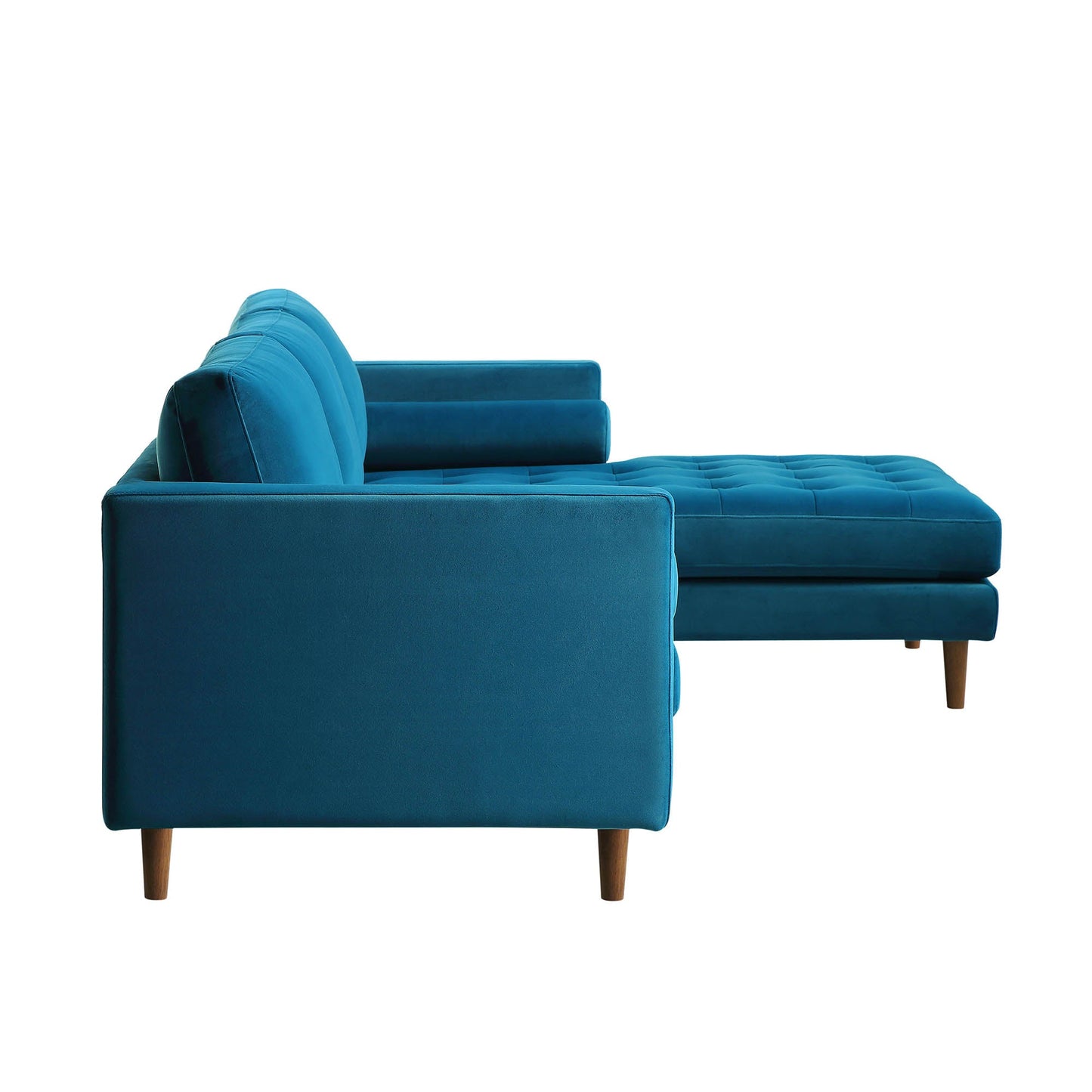 Henrietta Teal Velvet Grand 4-Seater Chaise End Sofa, Right Hand Facing