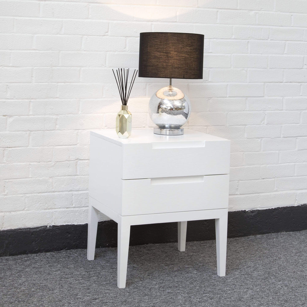 Orchid 2 Drawer Bedside Table - White