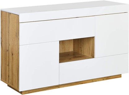 Yukon High Gloss White 2 in 1 Desk or Sideboard with Extendable Top