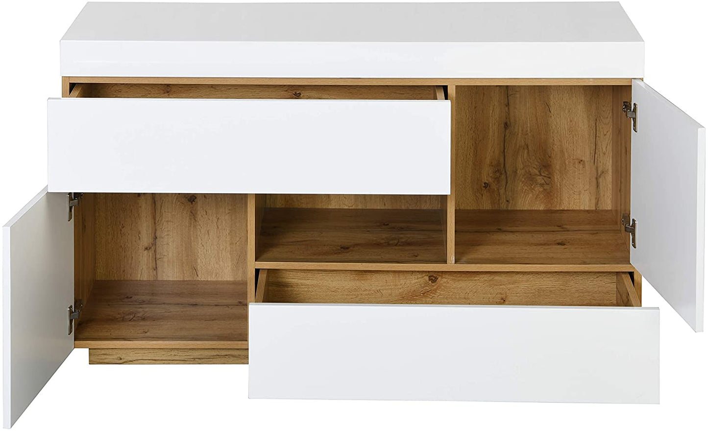 Yukon High Gloss White 2 in 1 Desk or Sideboard with Extendable Top