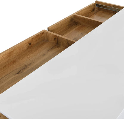 Yukon High Gloss White 2 in 1 Desk or Sideboard with Extendable Top