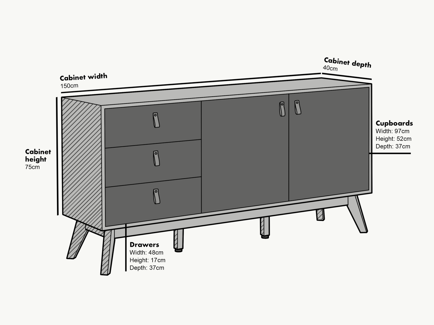 Tallis Two Tone Sideboard with 2 doors and 3 drawers