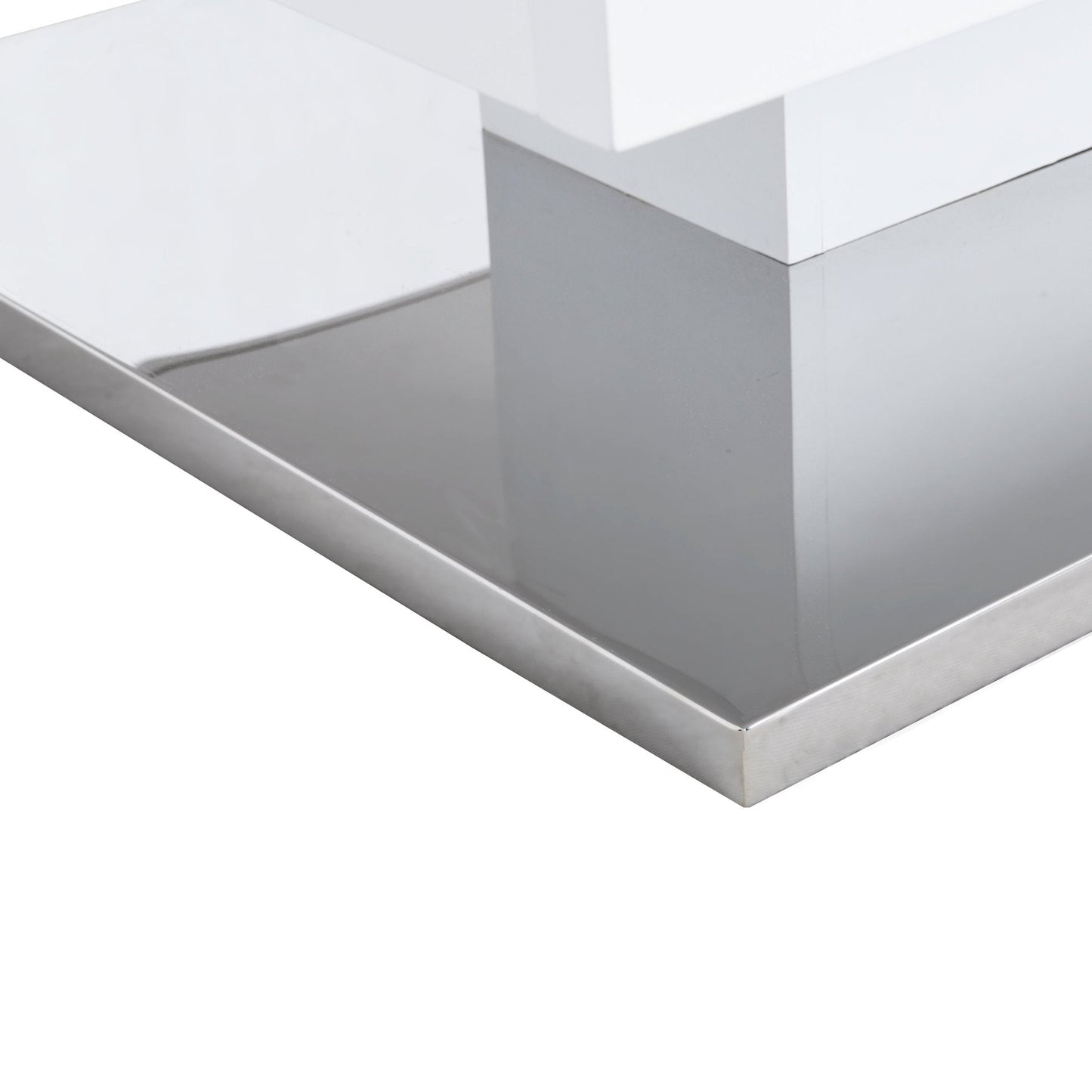 Finch White Swivel Frosted Glass Top Coffee Table with Stainless Steel Base