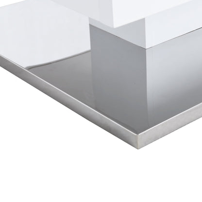 Finch White Swivel Frosted Glass Top Coffee Table with Stainless Steel Base