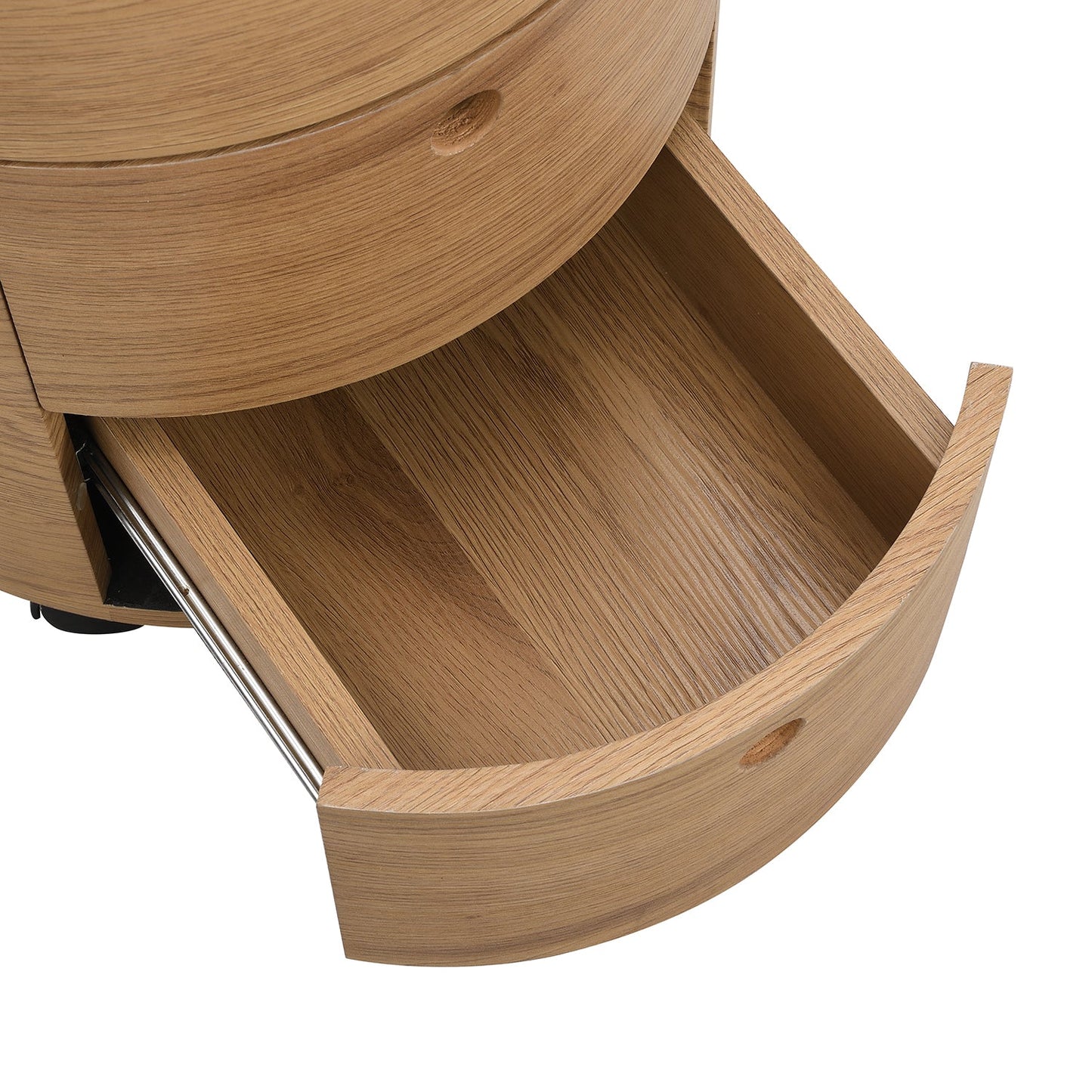 DOLIO Drum Chest Bedside Table, Barrel Side Table with Drawers Oak 2 Drawer