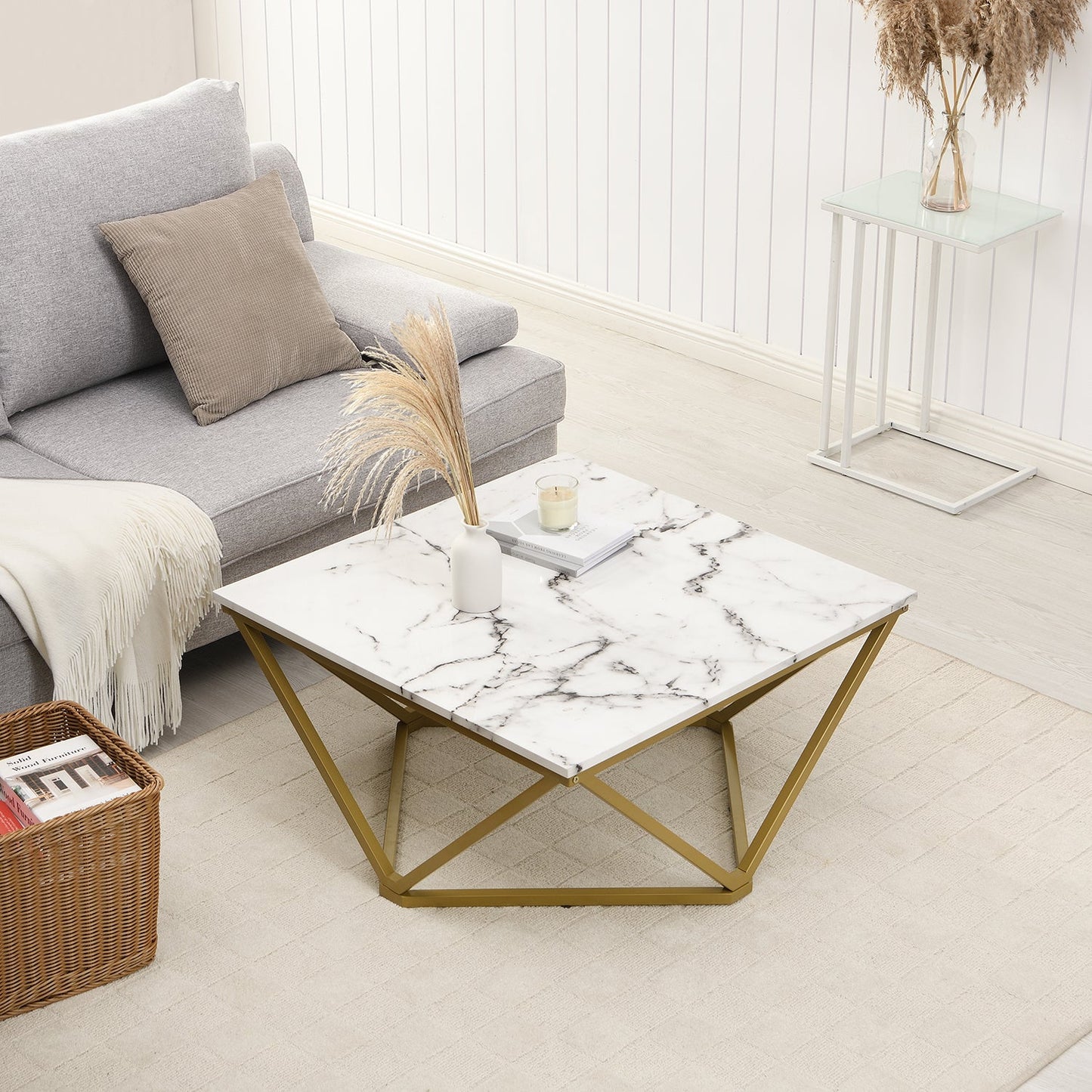 Giulia Marble Effect Square Coffee Table