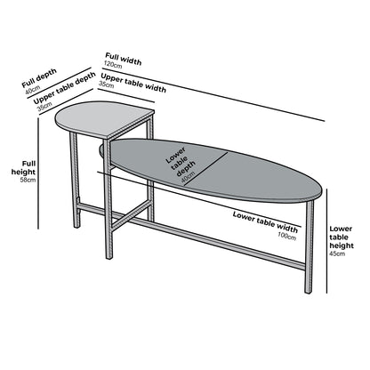 Sarina Black & White Marble Effect Oval Coffee Table