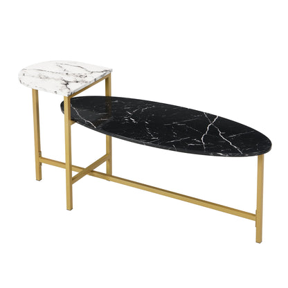 Sarina Black & White Marble Effect Oval Coffee Table