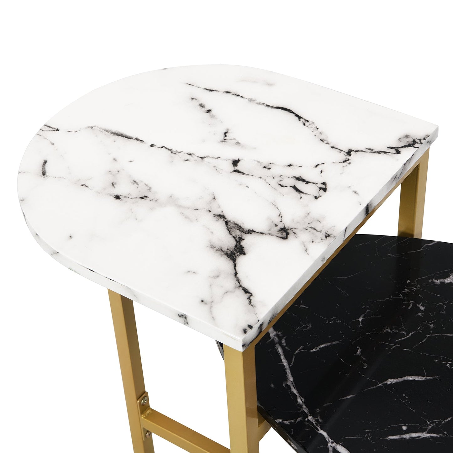 Sarina Black & White Marble Effect Oval Coffee Table