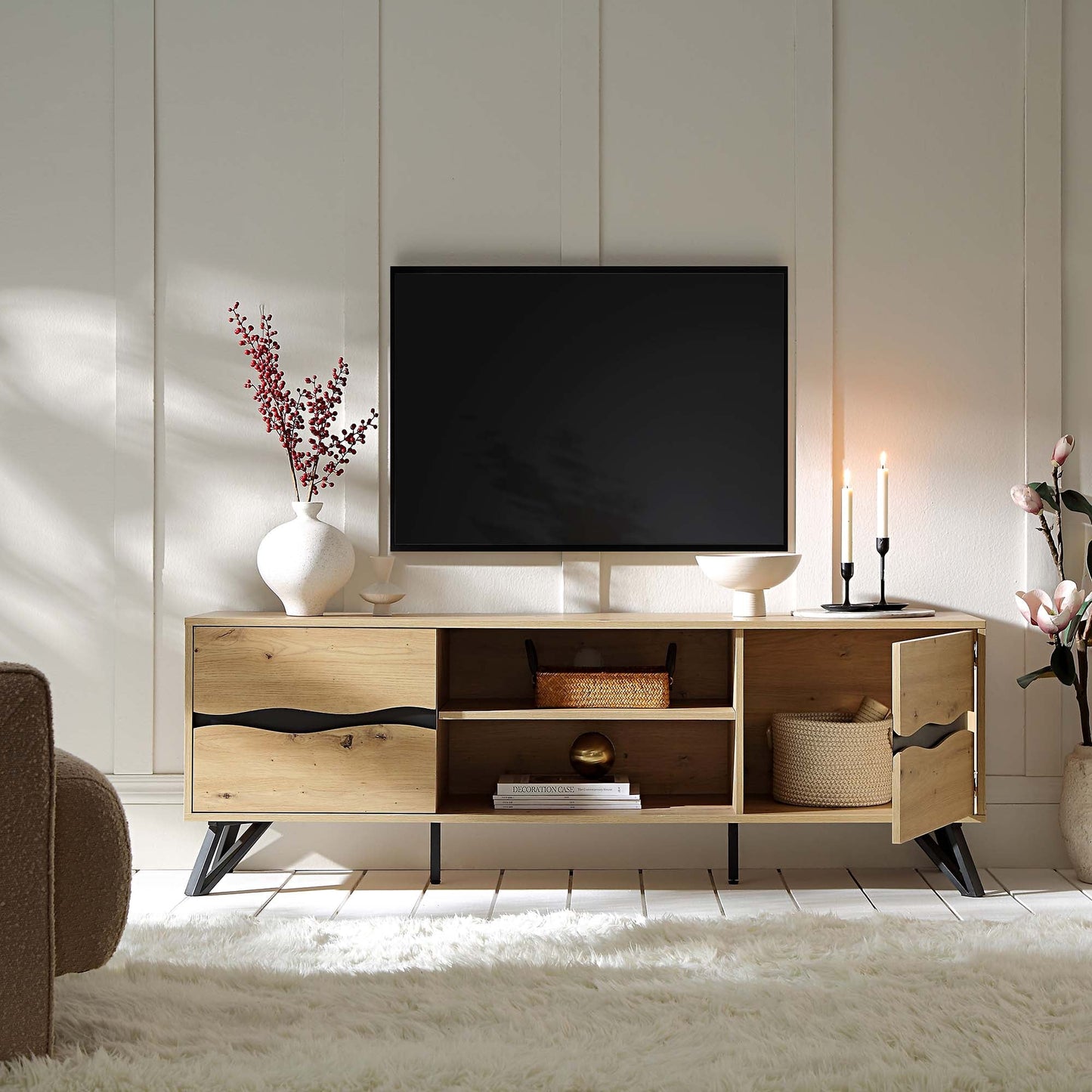 Weston Oak Effect Wide TV Unit