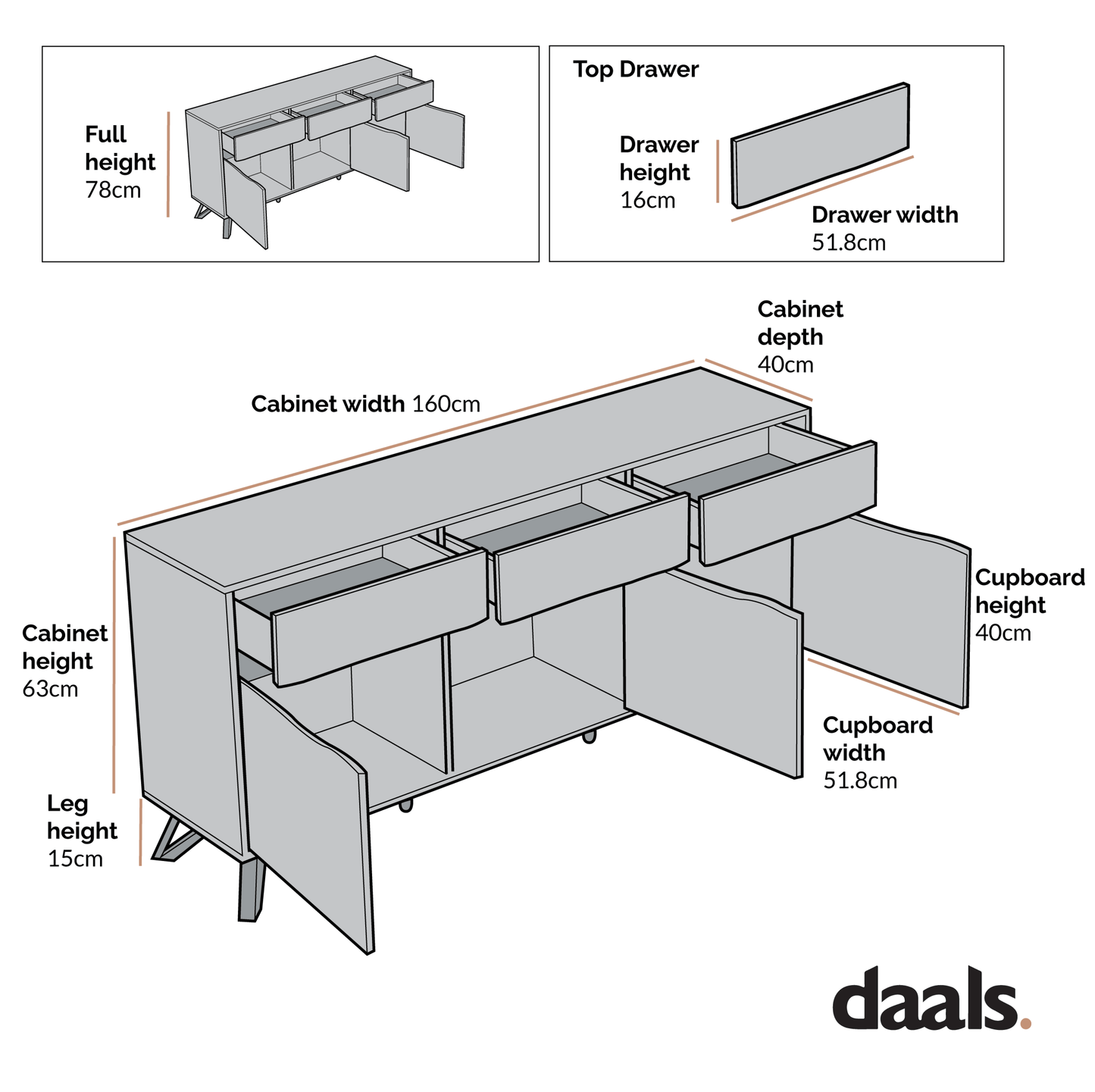 Weston Oak Effect 3 Door 3 Drawer Large Sideboard