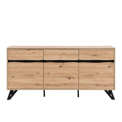 Weston Oak Effect 3 Door 3 Drawer Large Sideboard