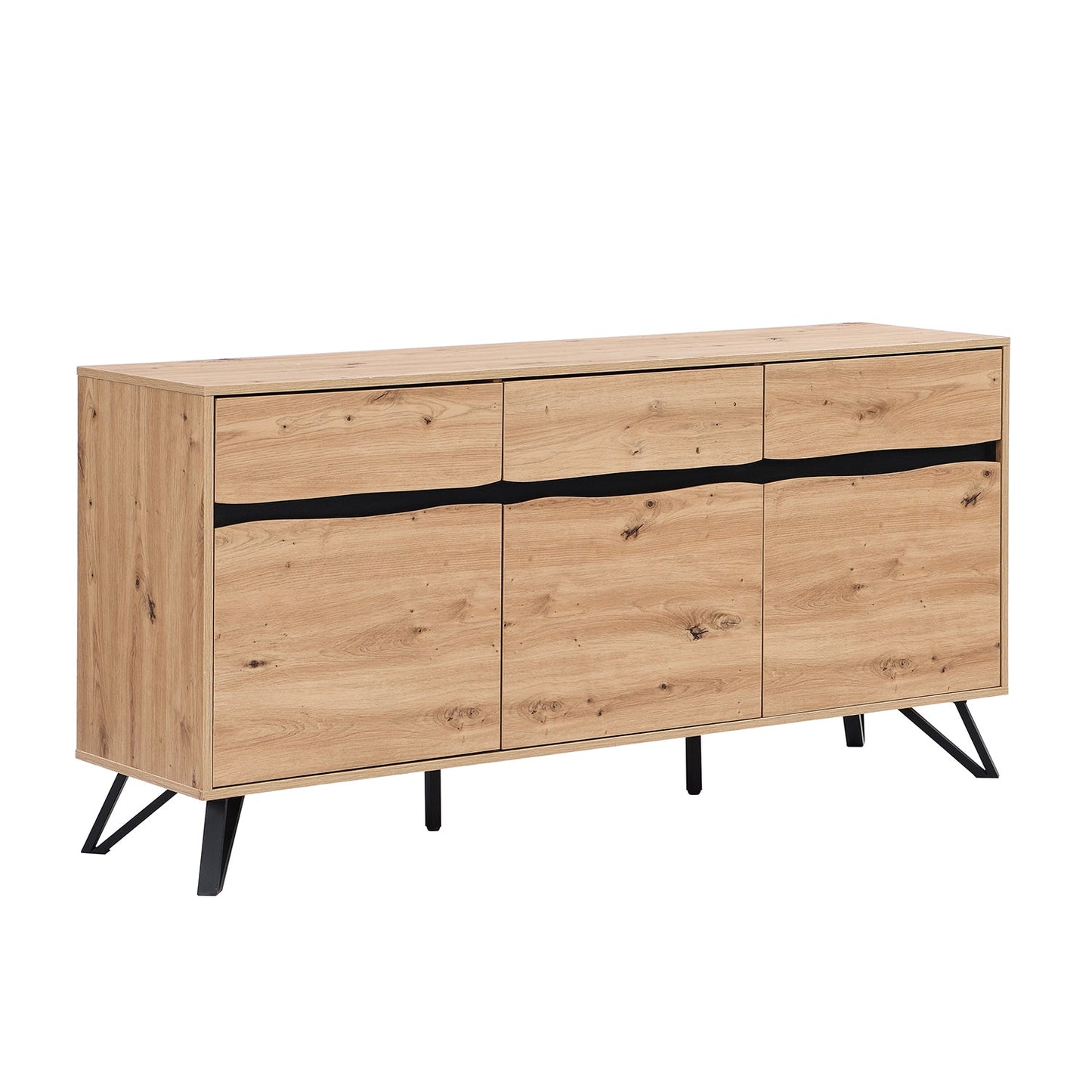 Weston Oak Effect 3 Door 3 Drawer Large Sideboard