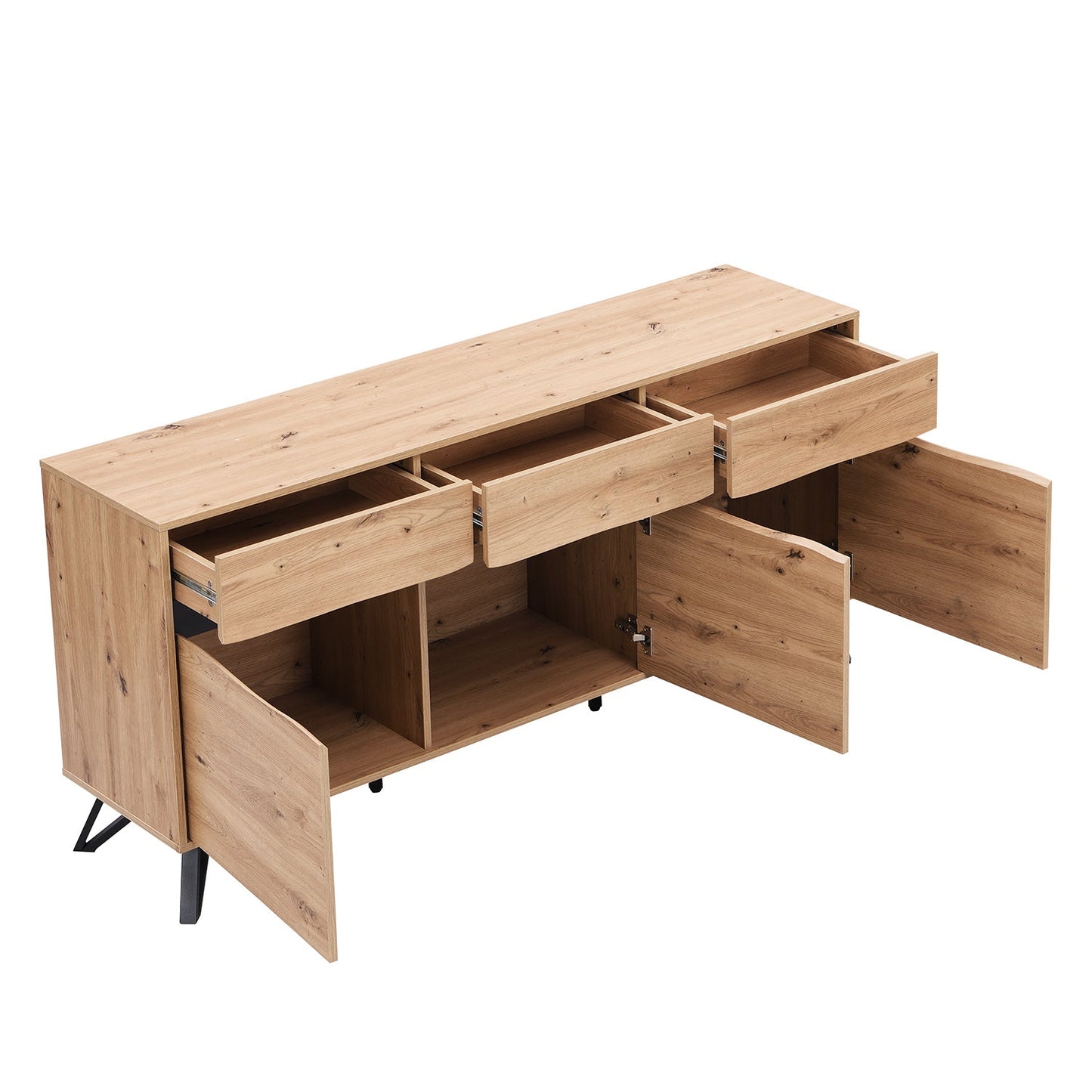 Weston Oak Effect 3 Door 3 Drawer Large Sideboard