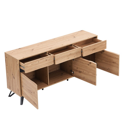 Weston Oak Effect 3 Door 3 Drawer Large Sideboard