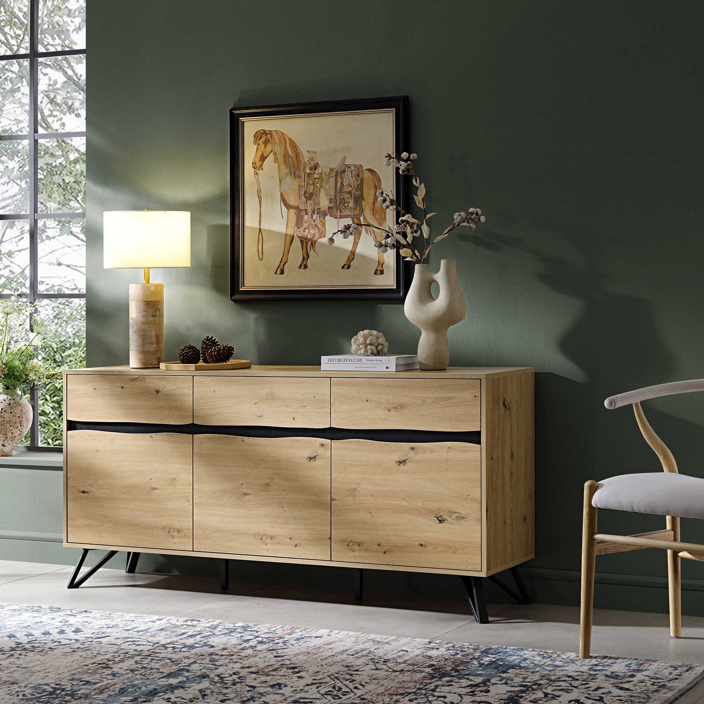 Weston Oak Effect 3 Door 3 Drawer Large Sideboard
