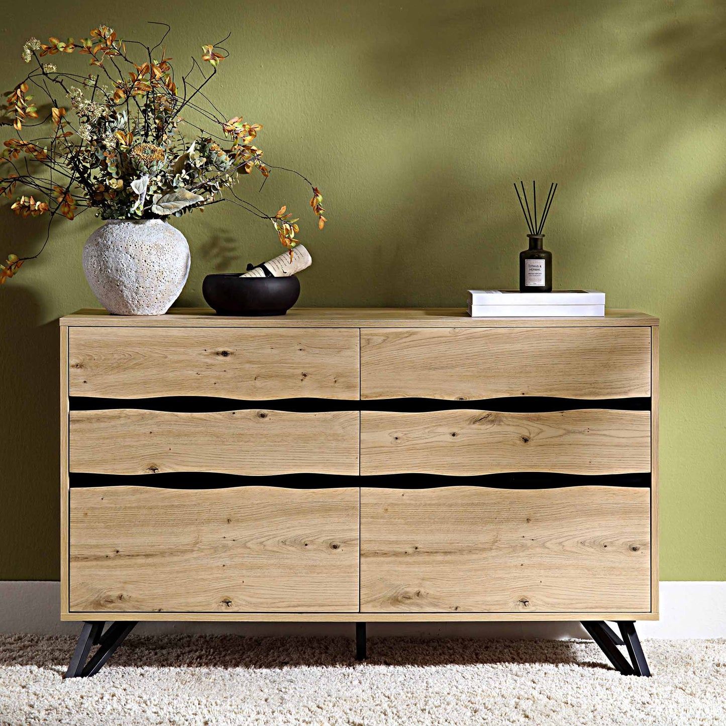 Weston Oak Effect 6 Drawer Chest of Drawers