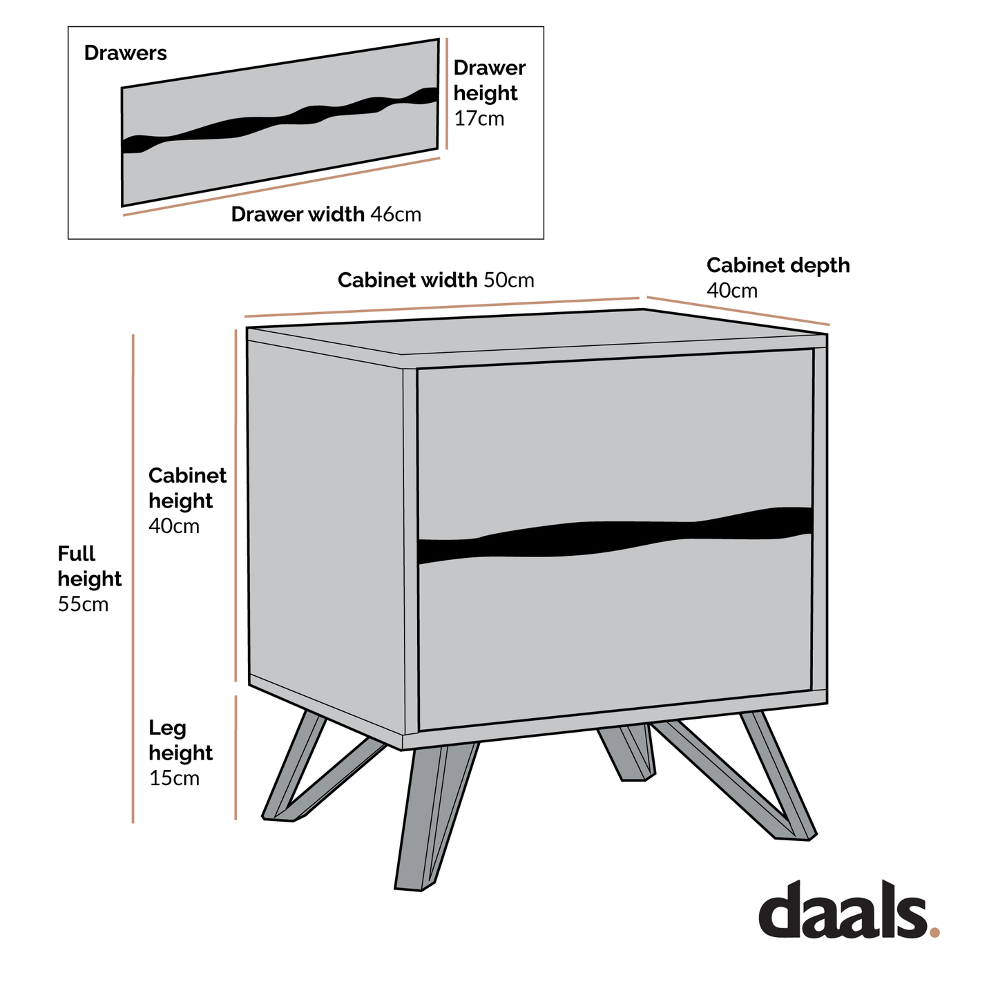 Weston Oak Effect 2 Drawer Bedside Table