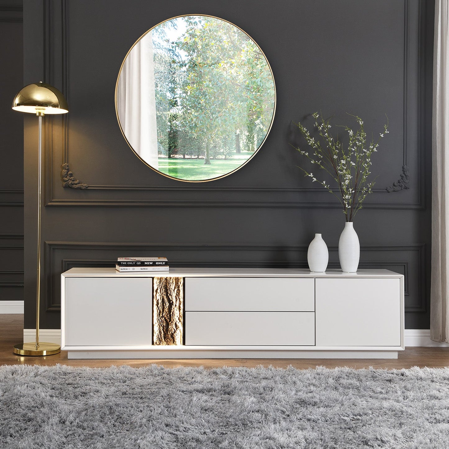 Glen Tree Bark Extra Wide LED TV Unit