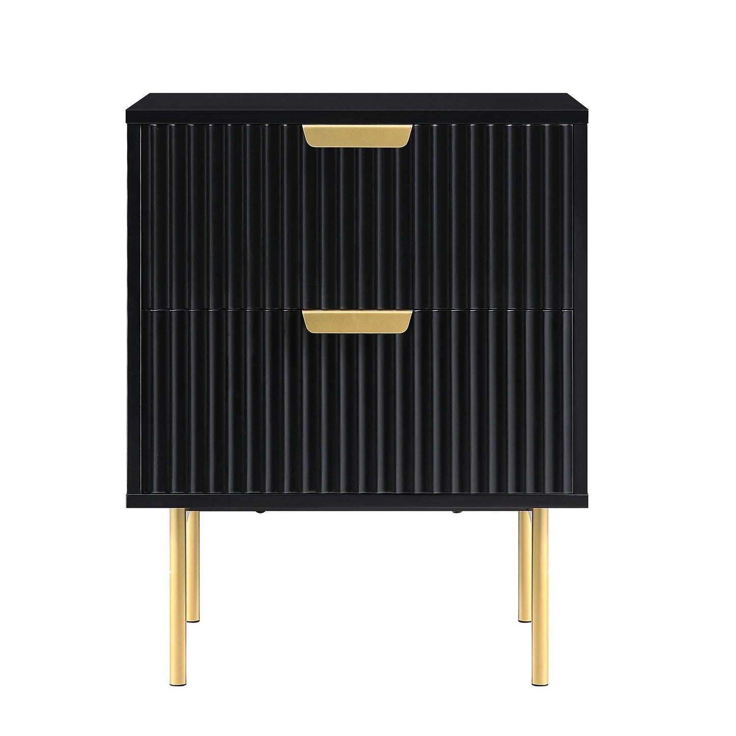 Richmond Ridged 2 Drawer Bedside Table, Matte Black