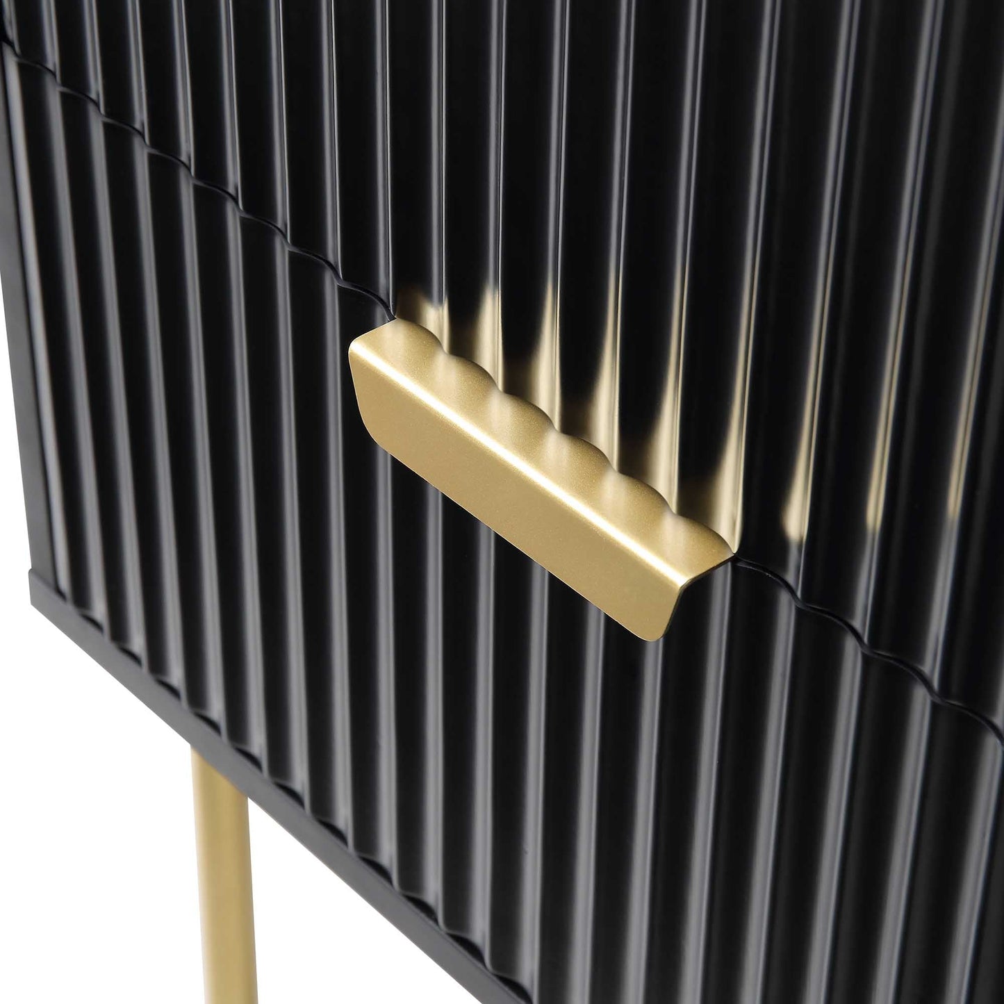 Richmond Ridged 2 Drawer Bedside Table, Matte Black