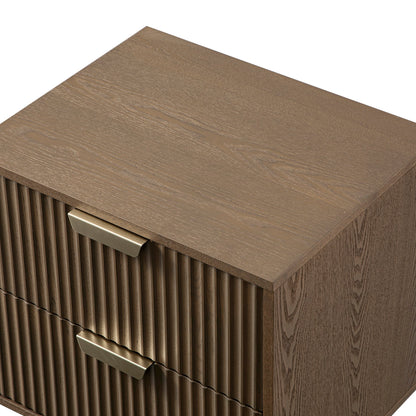 Richmond Ridged 2 Drawer Bedside Table, Dark Ash