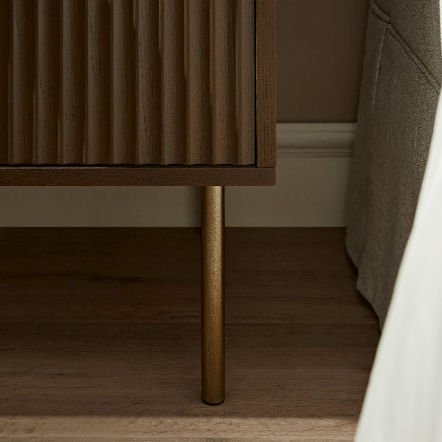 Richmond Ridged 2 Drawer Bedside Table, Dark Ash