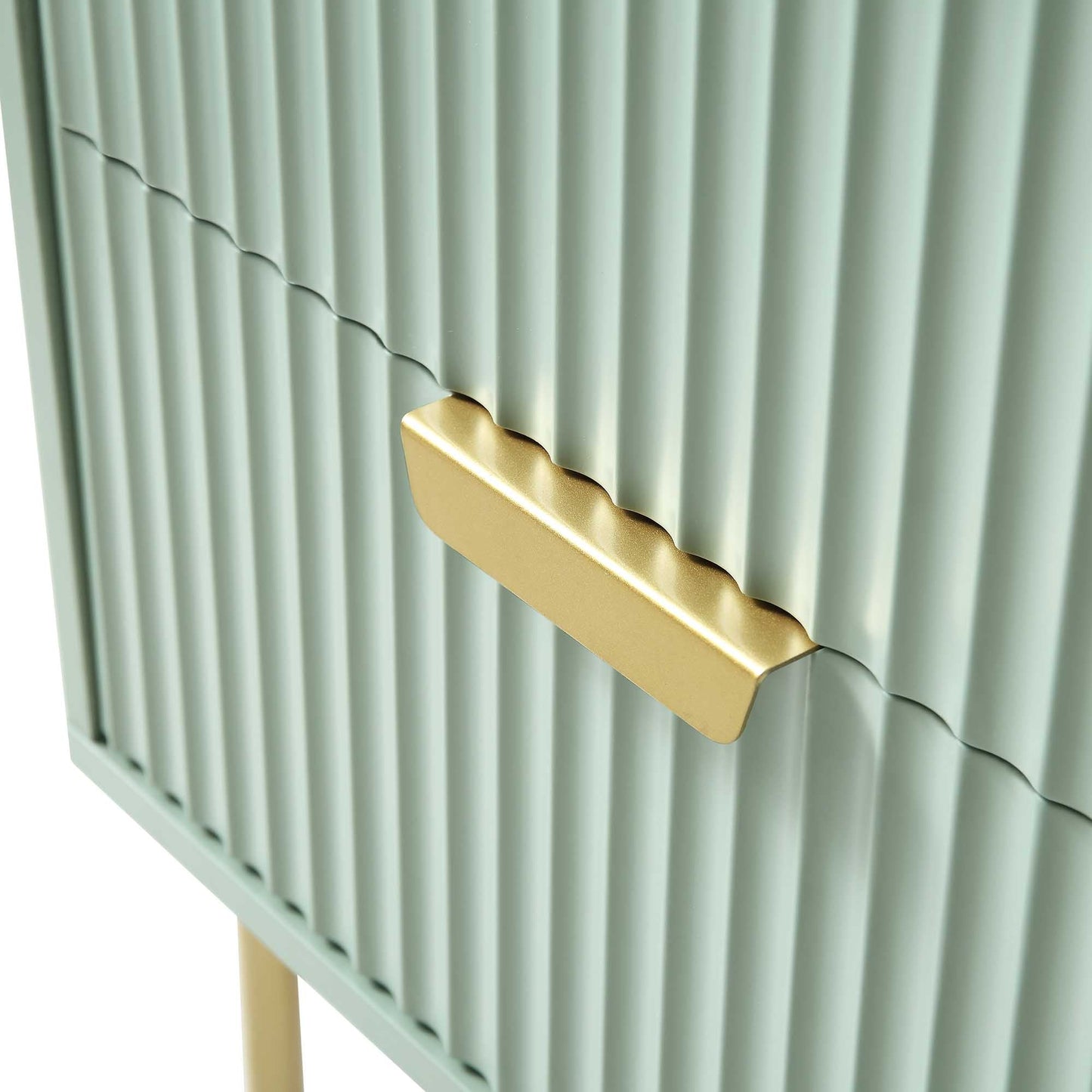 Richmond Ridged 2 Drawer Bedside Table, Matte Sage Green