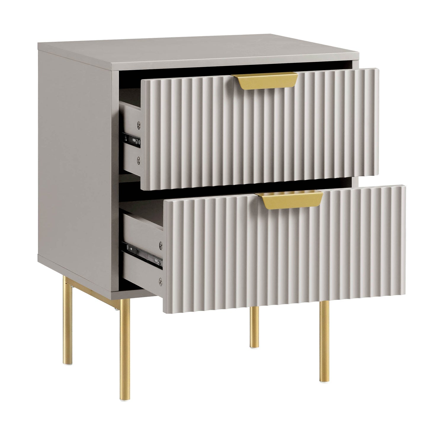 Richmond Ridged 2 Drawer Bedside Table, Matte Taupe