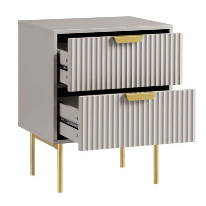 Richmond Ridged 2 Drawer Bedside Table, Matte Taupe