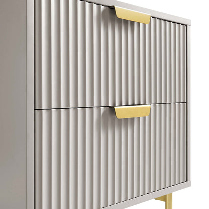 Richmond Ridged 2 Drawer Bedside Table, Matte Taupe