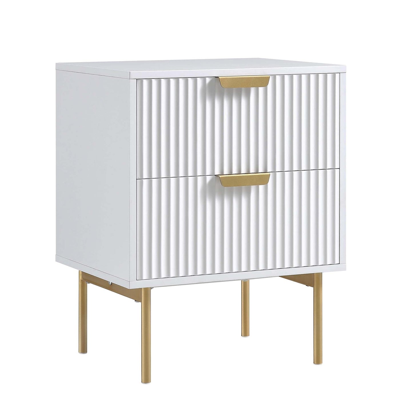 Richmond Ridged 2 Drawer Bedside Table, Matte White