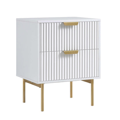 Richmond Ridged 2 Drawer Bedside Table, Matte White