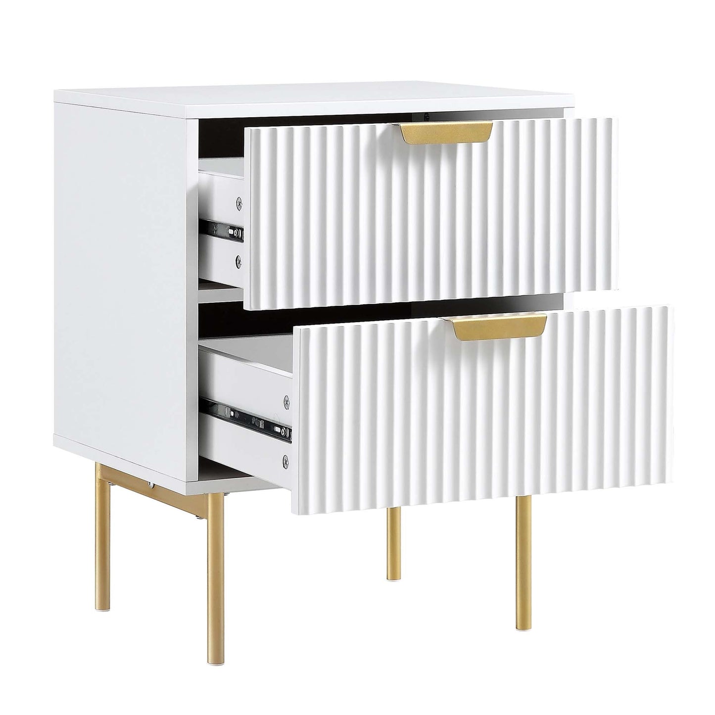 Richmond Ridged 2 Drawer Bedside Table, Matte White