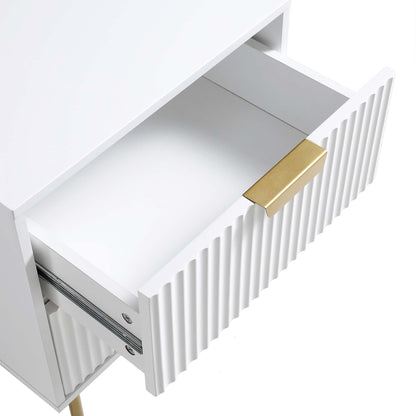 Richmond Ridged 2 Drawer Bedside Table, Matte White