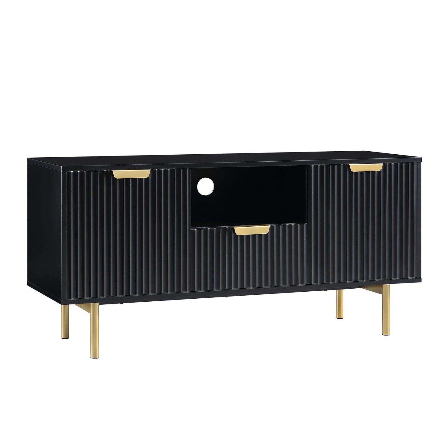Richmond Ridged 120cm Wide TV Media Unit, Matte Black