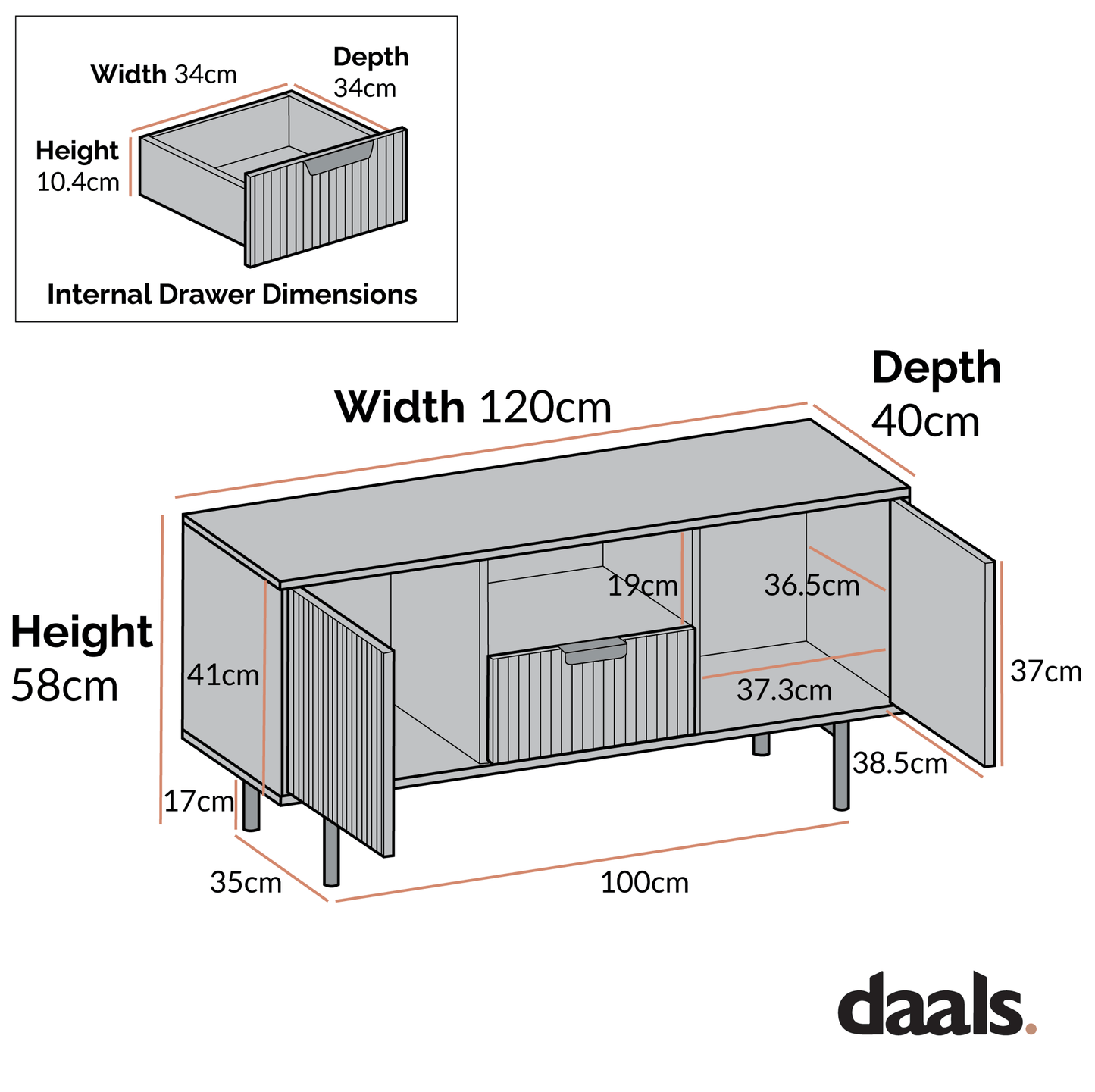 Richmond Ridged 120cm Wide TV Media Unit, Matte White