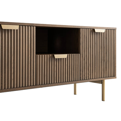 Richmond Ridged 120cm Wide TV Media Unit, Dark Ash