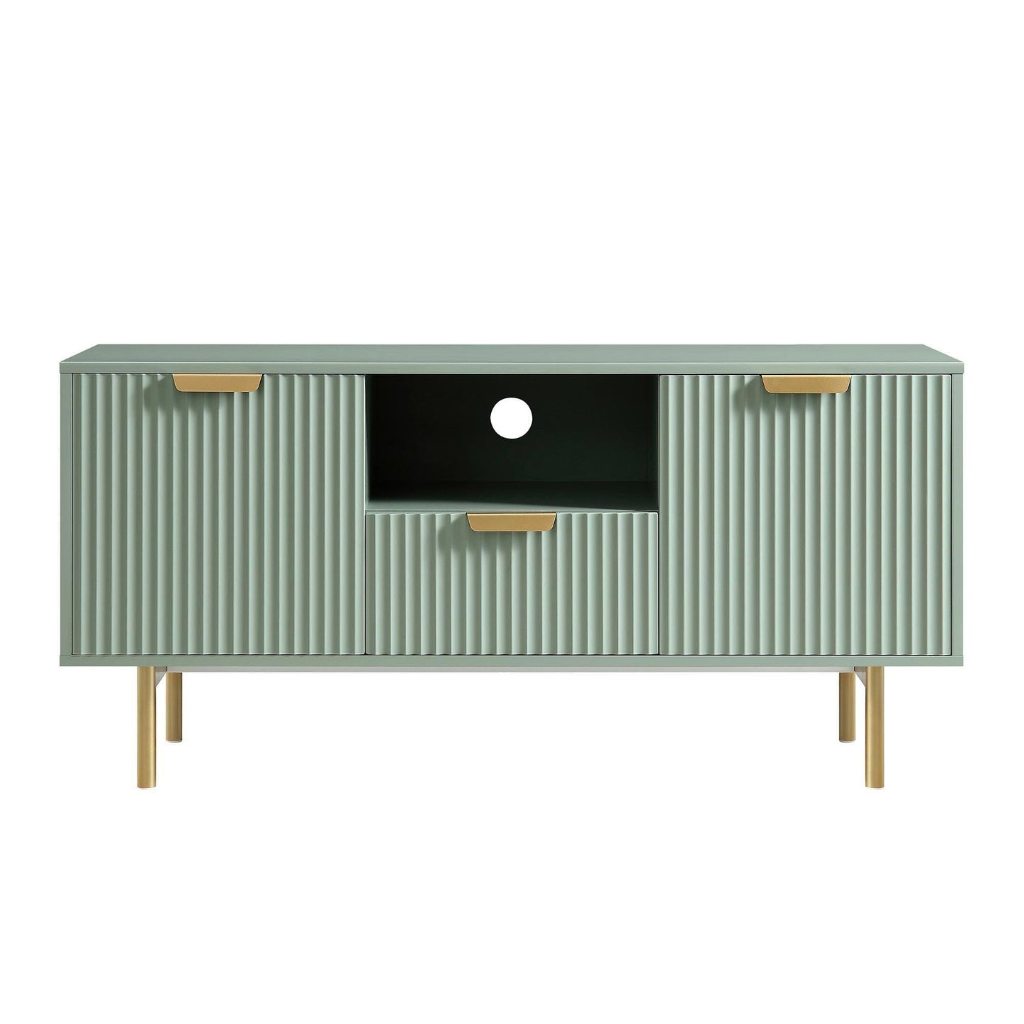 Richmond Ridged 120cm Wide TV Media Unit, Matte Sage Green