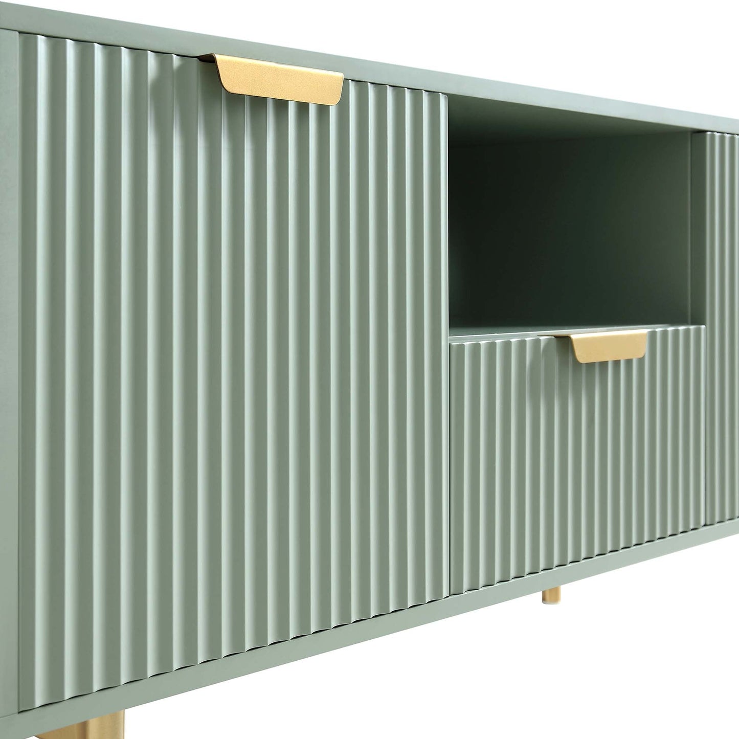 Richmond Ridged 120cm Wide TV Media Unit, Matte Sage Green